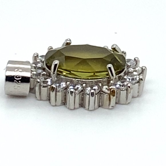 Green Tourmaline 2.65ct White Gold Finish Solid 925 Sterling Silver Pendant - Picture 3 of 6